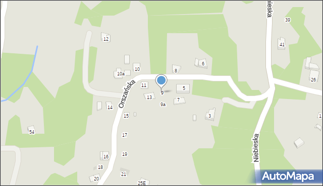 Kraków, Orszańska, 9, mapa Krakowa