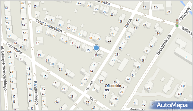 Kraków, Orląt Lwowskich, 19, mapa Krakowa