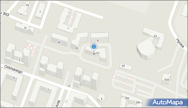Kraków, Orlińskiego Bolesława, 9d, mapa Krakowa