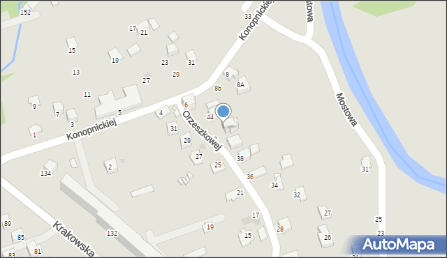 Krosno, Orzeszkowej Elizy, 42A, mapa Krosna