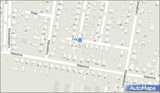 Krotoszyn, Orkana Władysława, 11, mapa Krotoszyna