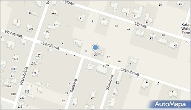 Ksawerów, Orzechowa, 10, mapa Ksawerów