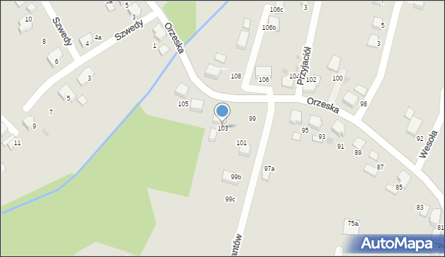 Łaziska Górne, Orzeska, 103, mapa Łaziska Górne
