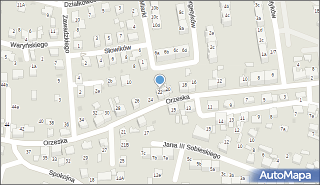Łaziska Górne, Orzeska, 22, mapa Łaziska Górne