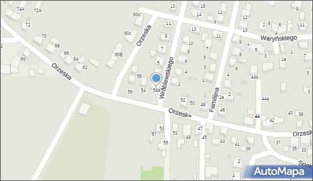 Łaziska Górne, Orzeska, 54a, mapa Łaziska Górne
