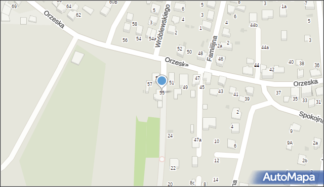 Łaziska Górne, Orzeska, 55, mapa Łaziska Górne