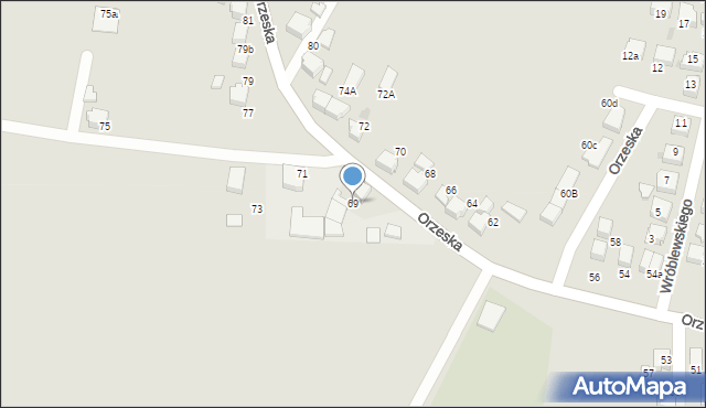 Łaziska Górne, Orzeska, 69, mapa Łaziska Górne