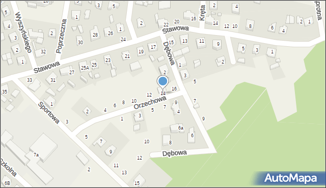 Lisów, Orzechowa, 14, mapa Lisów