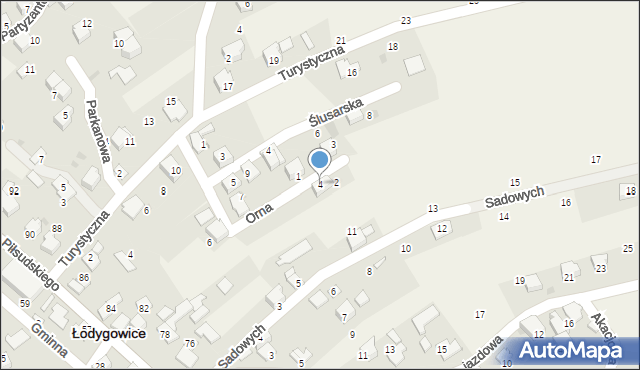 Łodygowice, Orna, 4, mapa Łodygowice