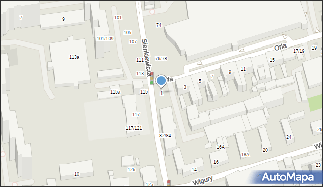 Łódź, Orla, 1, mapa Łodzi