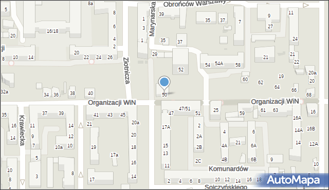 Łódź, Organizacji Wolność i Niezawisłość, 50, mapa Łodzi