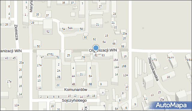 Łódź, Organizacji Wolność i Niezawisłość, 61, mapa Łodzi