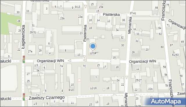 Łódź, Organizacji Wolność i Niezawisłość, 12/14, mapa Łodzi