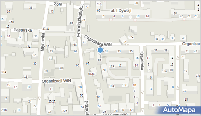 Łódź, Organizacji Wolność i Niezawisłość, 29A, mapa Łodzi