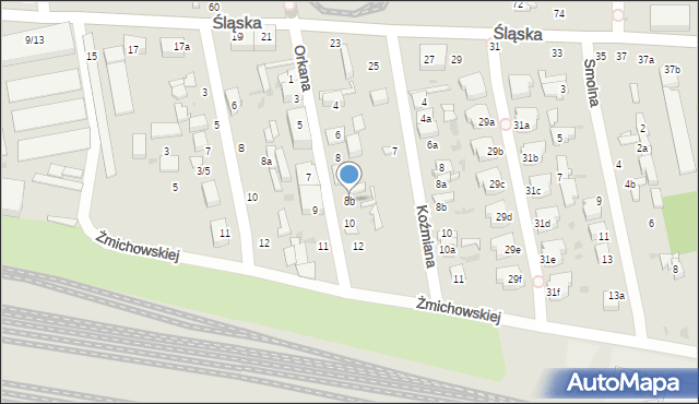 Łódź, Orkana Władysława, 8b, mapa Łodzi