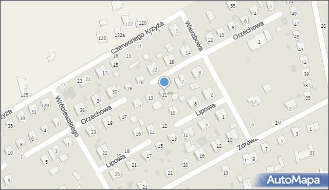 Łosice, Orzechowa, 11, mapa Łosice