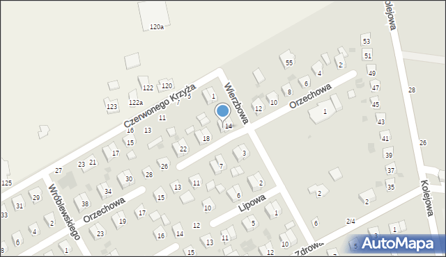 Łosice, Orzechowa, 16, mapa Łosice