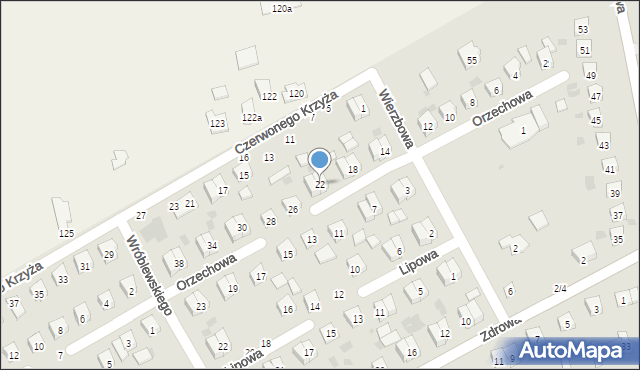 Łosice, Orzechowa, 22, mapa Łosice