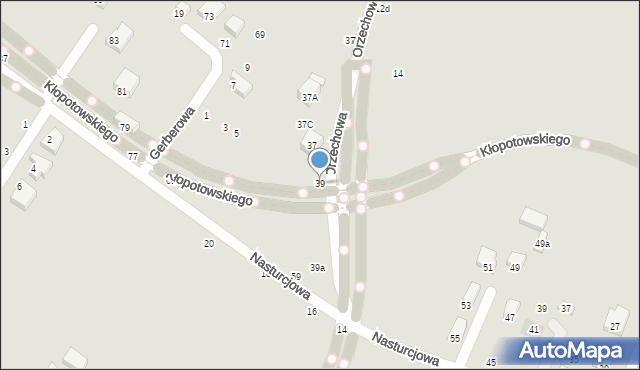 Lublin, Orzechowa, 39, mapa Lublina