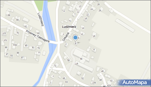 Ludźmierz, Orkana Władysława, 6, mapa Ludźmierz