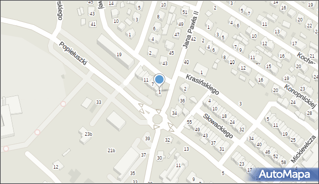 Łuków, Orzeszkowej Elizy, 1, mapa Łuków