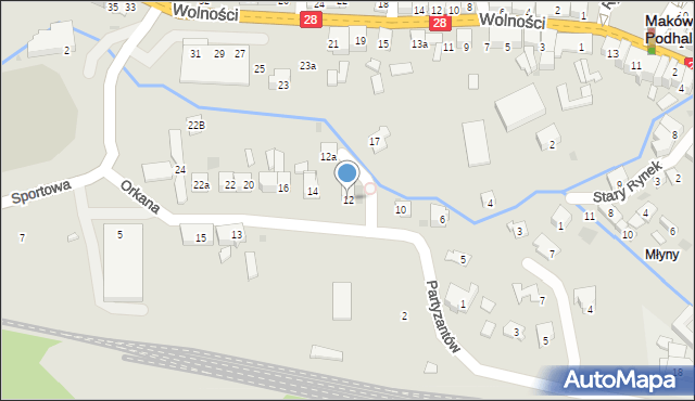 Maków Podhalański, Orkana Władysława, 12, mapa Maków Podhalański