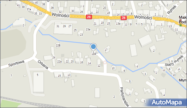 Maków Podhalański, Orkana Władysława, 12a, mapa Maków Podhalański