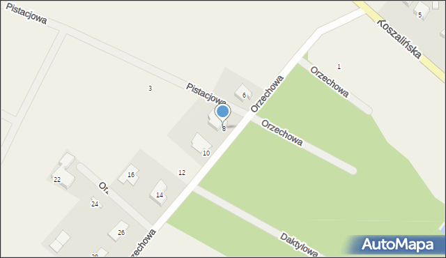 Manowo, Orzechowa, 8, mapa Manowo