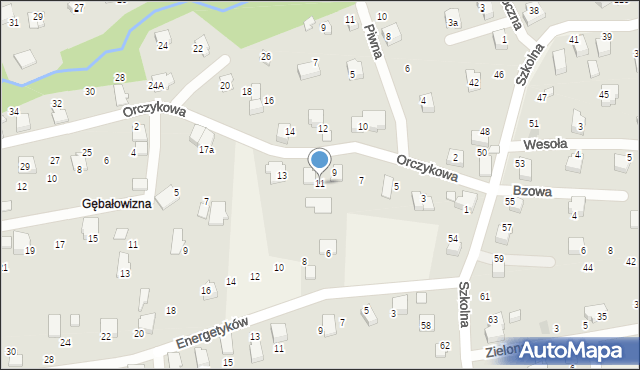 Meszna, Orczykowa, 11, mapa Meszna