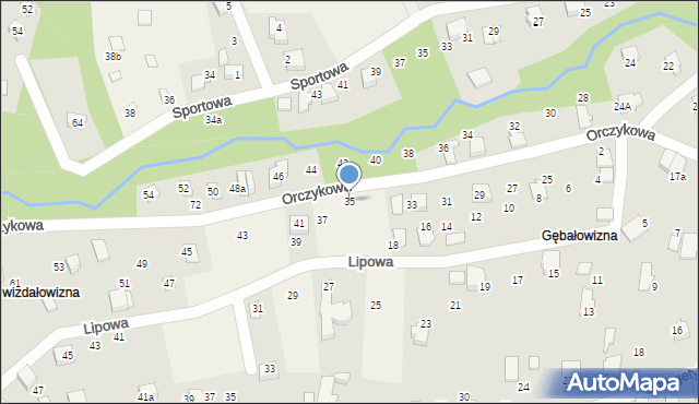 Meszna, Orczykowa, 35, mapa Meszna