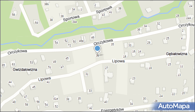 Meszna, Orczykowa, 39, mapa Meszna