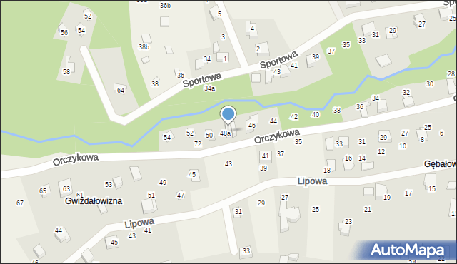 Meszna, Orczykowa, 48b, mapa Meszna