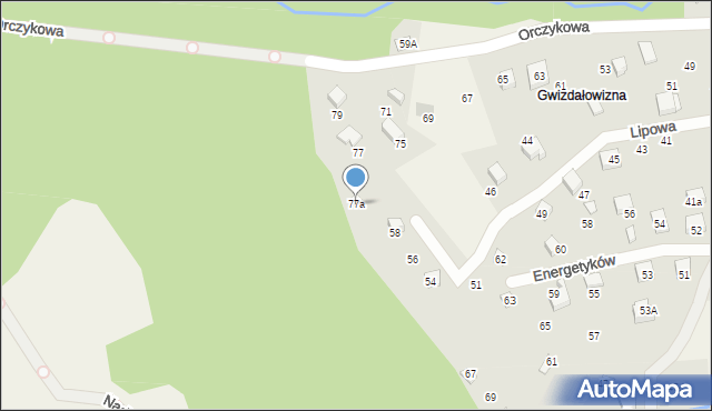 Meszna, Orczykowa, 77a, mapa Meszna