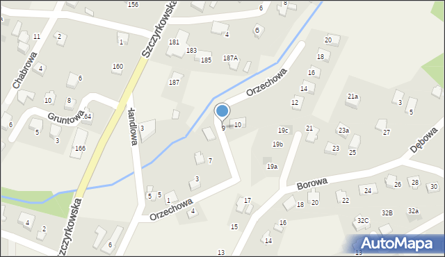 Meszna, Orzechowa, 9, mapa Meszna