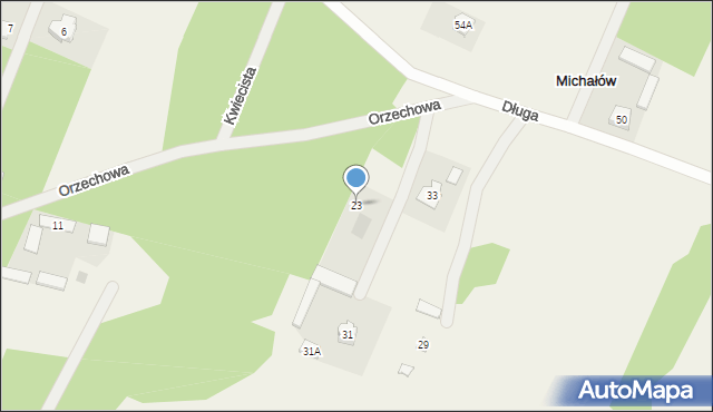 Michałów, Orzechowa, 23, mapa Michałów