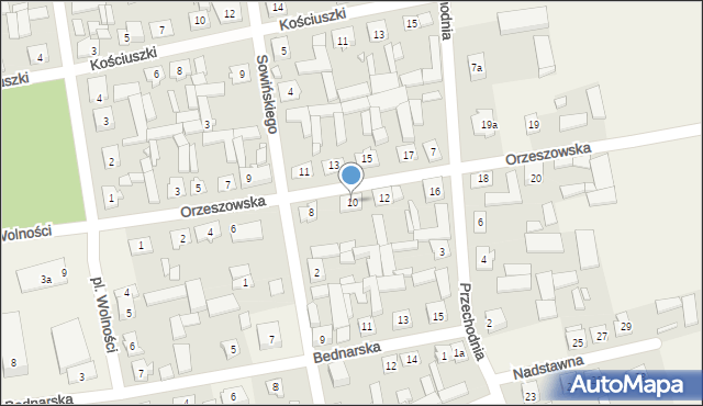 Miedzna, Orzeszowska, 10, mapa Miedzna