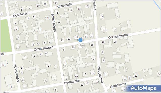 Miedzna, Orzeszowska, 12, mapa Miedzna