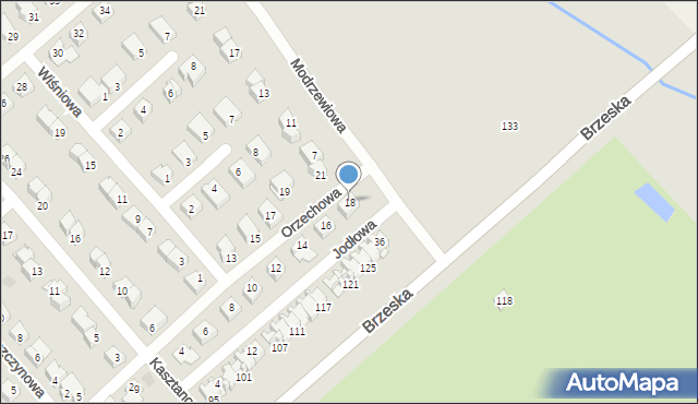 Międzyrzec Podlaski, Orzechowa, 18, mapa Międzyrzec Podlaski