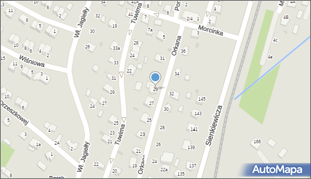 Mielec, Orkana Władysława, 29, mapa Mielca