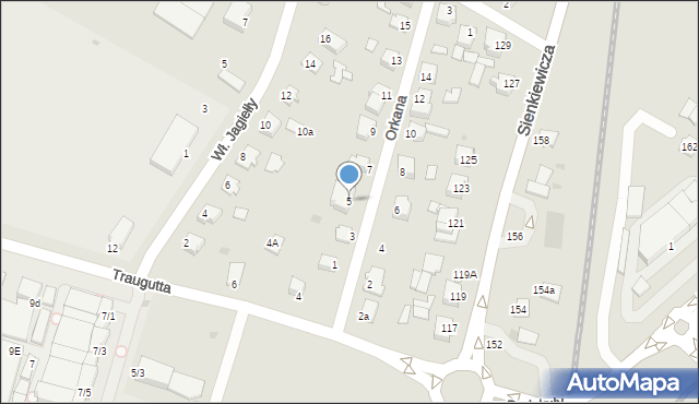 Mielec, Orkana Władysława, 5, mapa Mielca