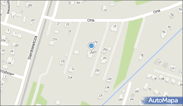 Mielec, Orla, 17b, mapa Mielca