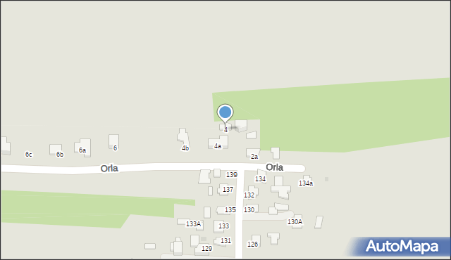 Mielec, Orla, 4, mapa Mielca