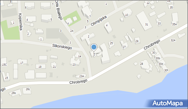 Mielno, Orła Białego, 2, mapa Mielno