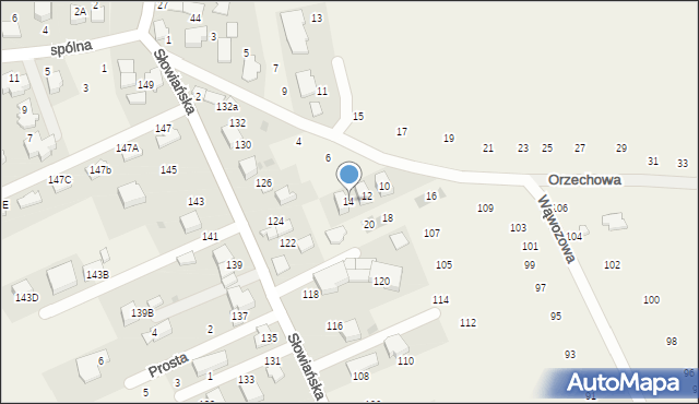 Modlniczka, Orzechowa, 14, mapa Modlniczka