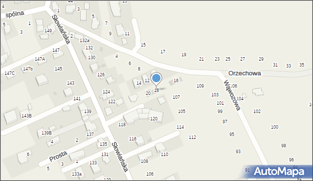 Modlniczka, Orzechowa, 18, mapa Modlniczka