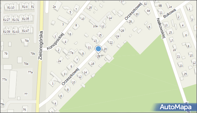 Modrzyca, Orzeszkowej Elizy, 18, mapa Modrzyca