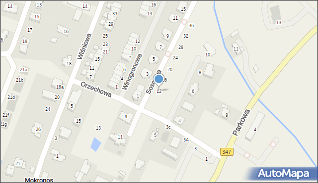 Mokronos Dolny, Orzechowa, 12, mapa Mokronos Dolny
