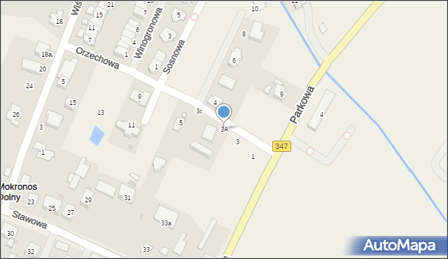 Mokronos Dolny, Orzechowa, 3A, mapa Mokronos Dolny