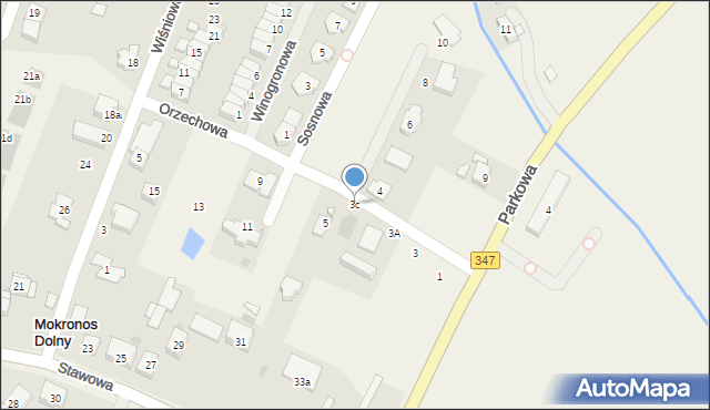 Mokronos Dolny, Orzechowa, 3c, mapa Mokronos Dolny