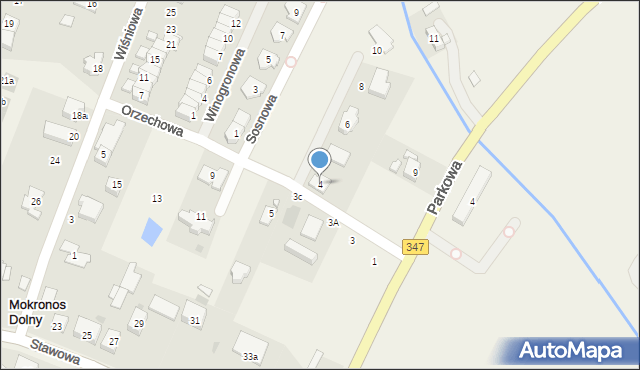Mokronos Dolny, Orzechowa, 4, mapa Mokronos Dolny